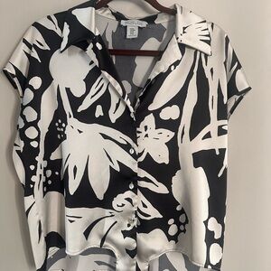 Rachel Zoe Monochrome Floral Button Down Shirt